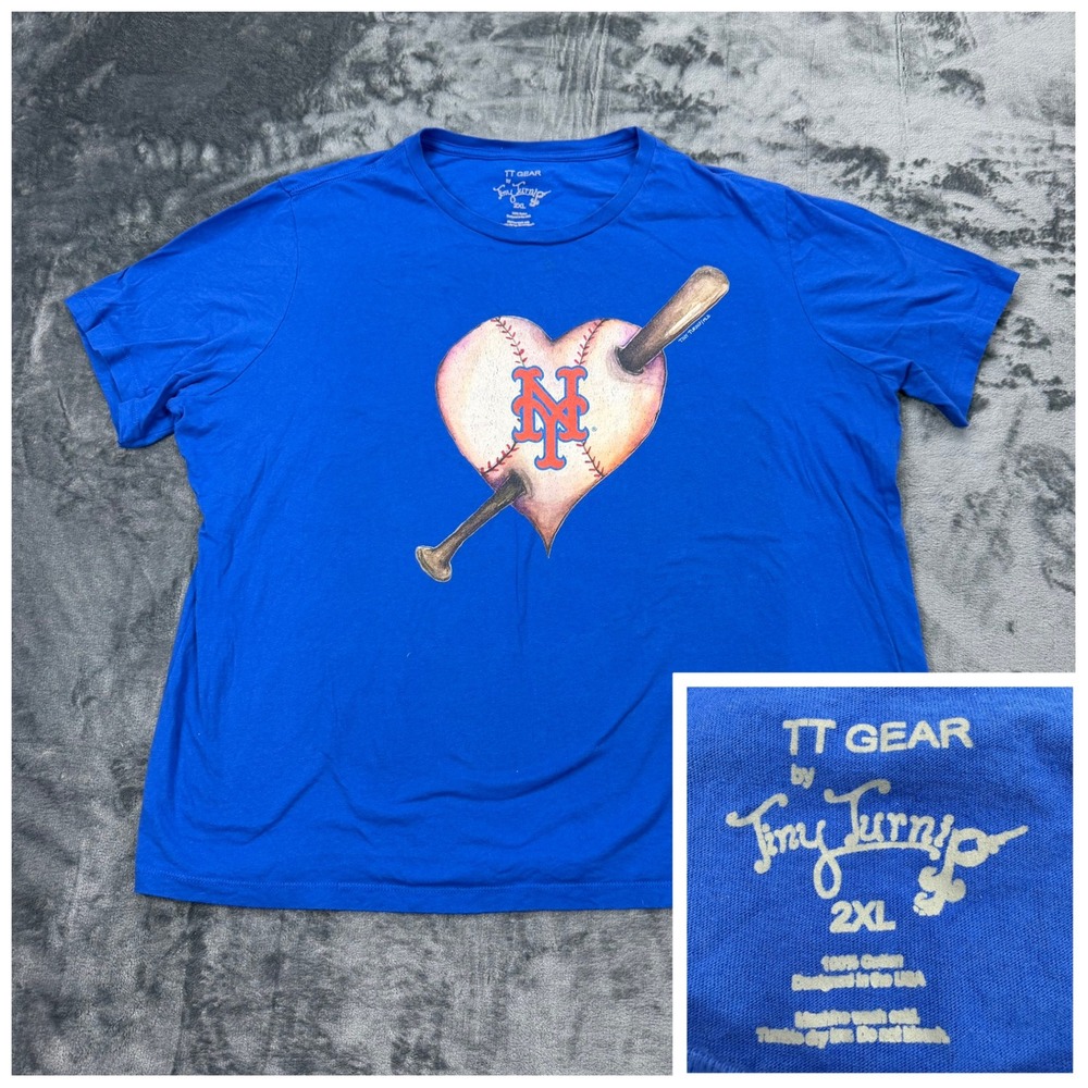 TT Gear Tiny Turnip New York Mets‎ MLB Graphic T-Shirt Blue 2XL Womens